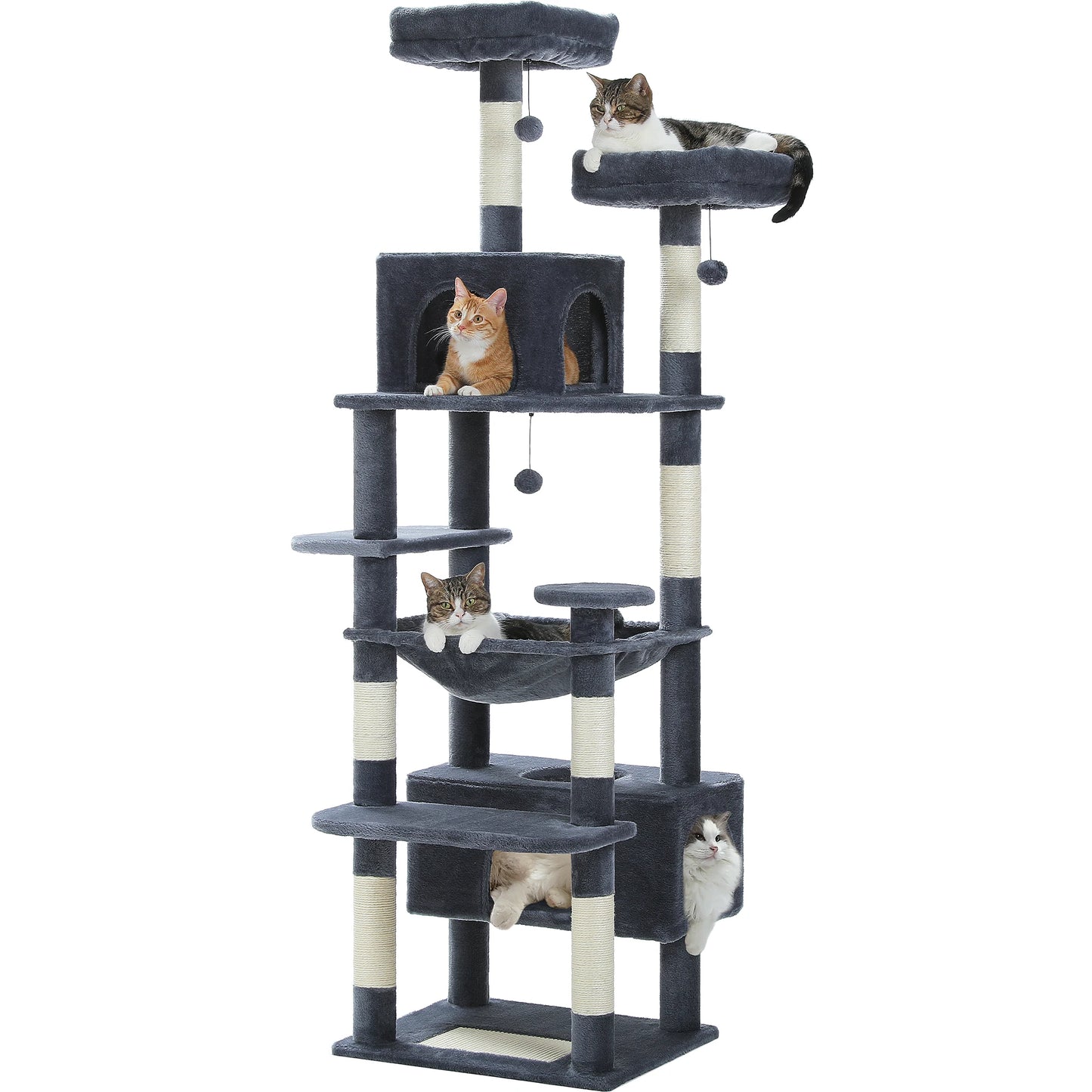PEQULTI Multi Level Cat Tree Tower With Scratching Posts And Hammock