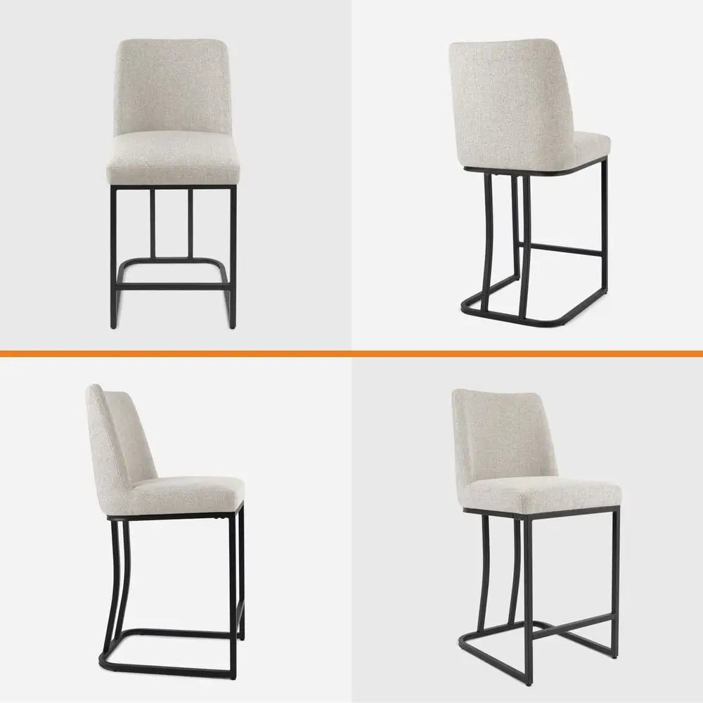 Counter Height Bar Stools Set o 4, 24 Inch Seat Height Bar Chairs or Kitchen Island, Linen abric Upholstered Barstools with Meta The Pet & Home Store