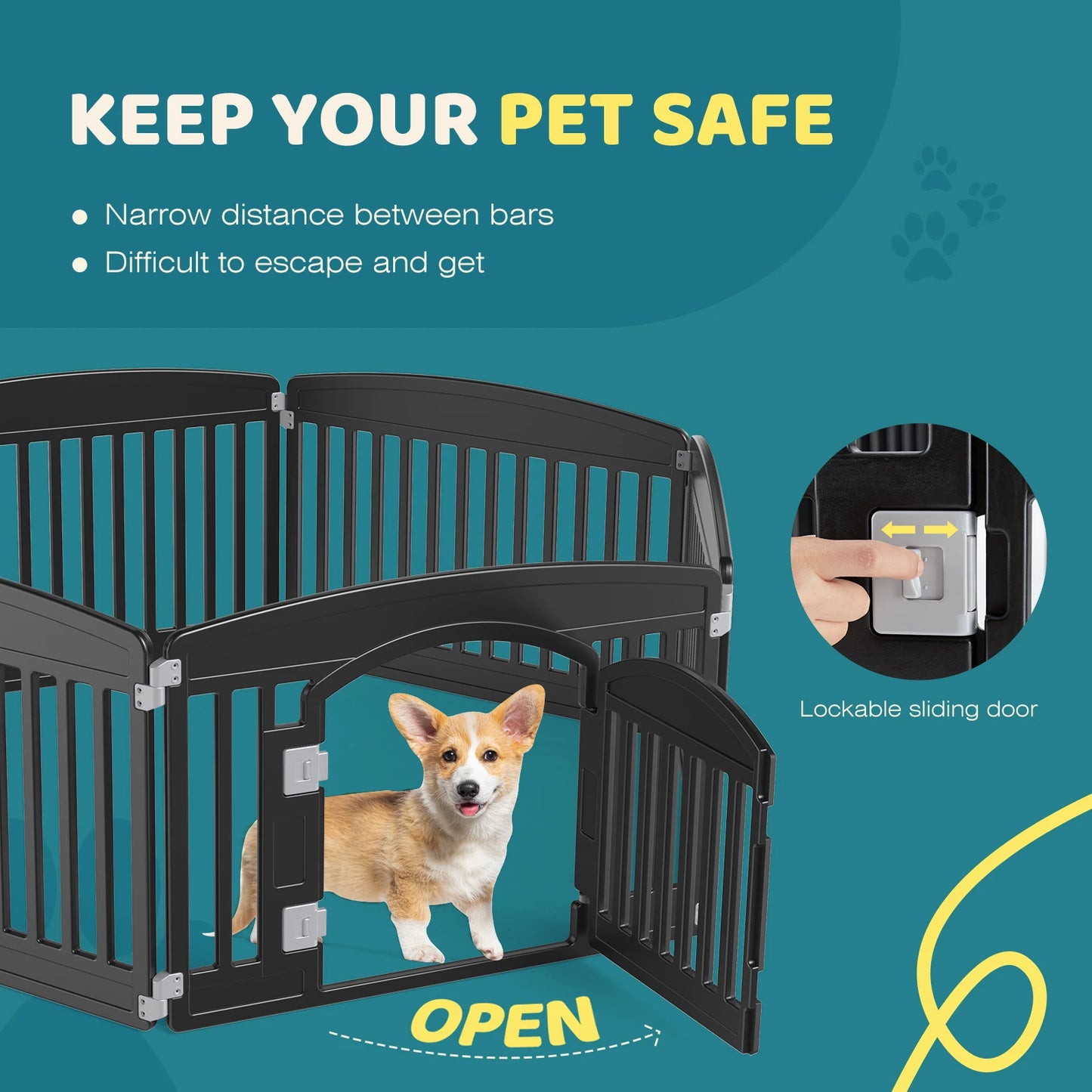 JHK Plastic Dog Playpen For Medium Dogs Portable Indoor Outdoor