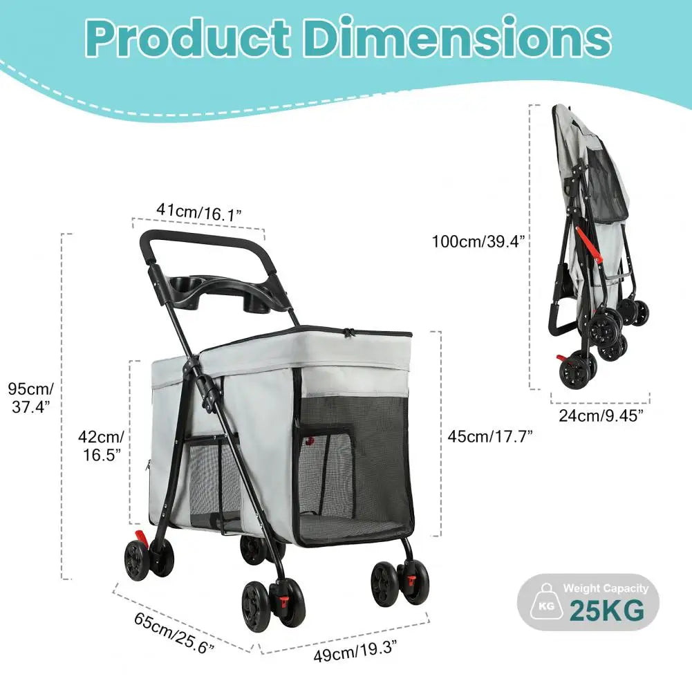 Dog Stroller With 360-degree Wheels The Pet & Home Store