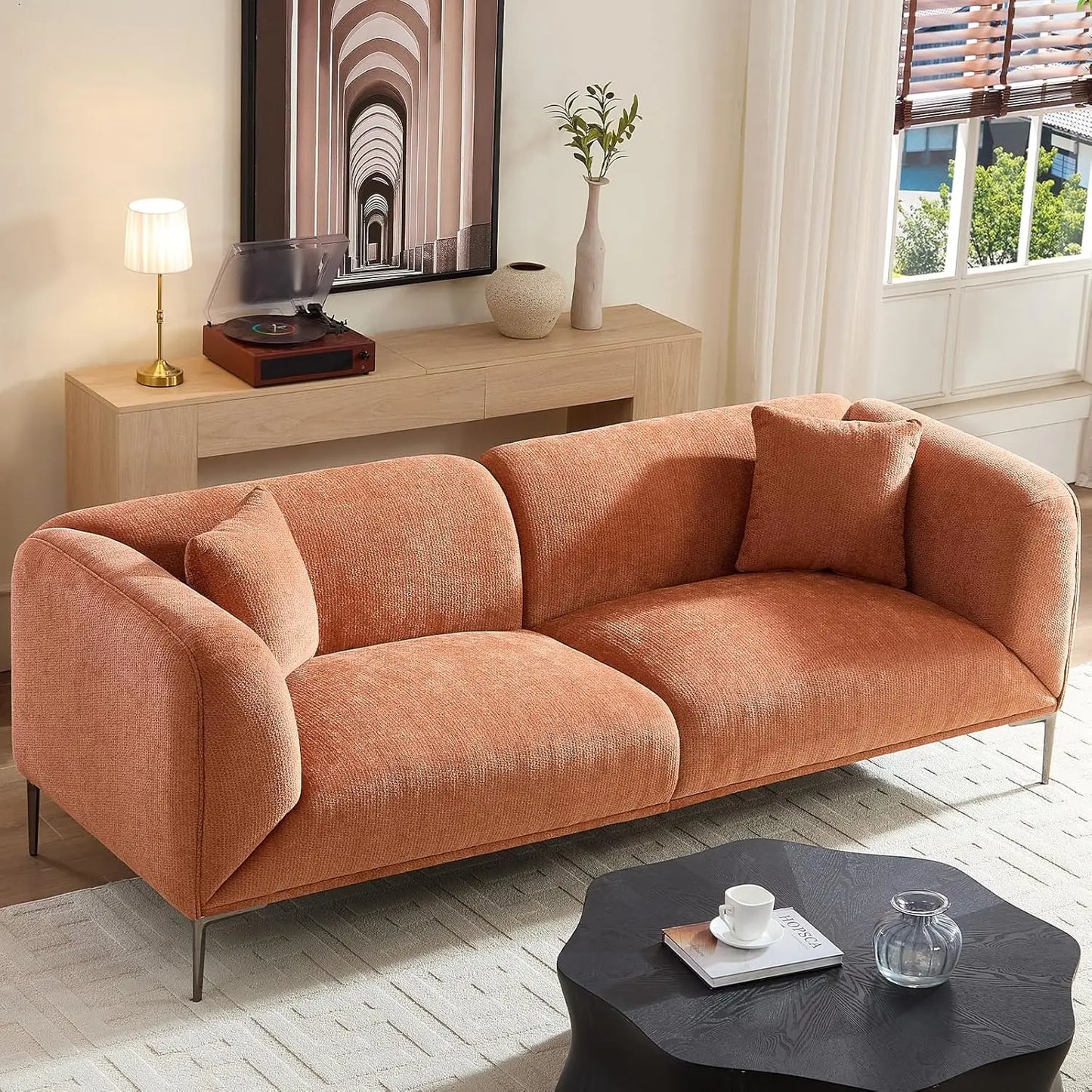 Meetaking Modern Boucle Sofa 3 Seater Upholstered Couch With Legs