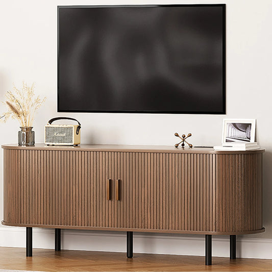 ONBRILL TV Stand With Power Outlet And Sliding Doors Storage
