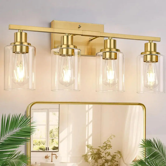 Vanity Lights With Clear Glass Shades For Bathroom Mirror