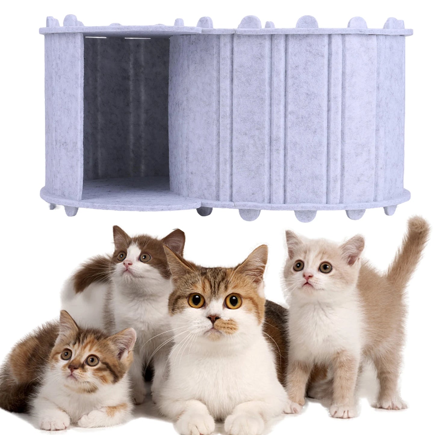 Shunmaii Cat Tunnel Bed Felt Peekaboo Cave Foldable Pet House