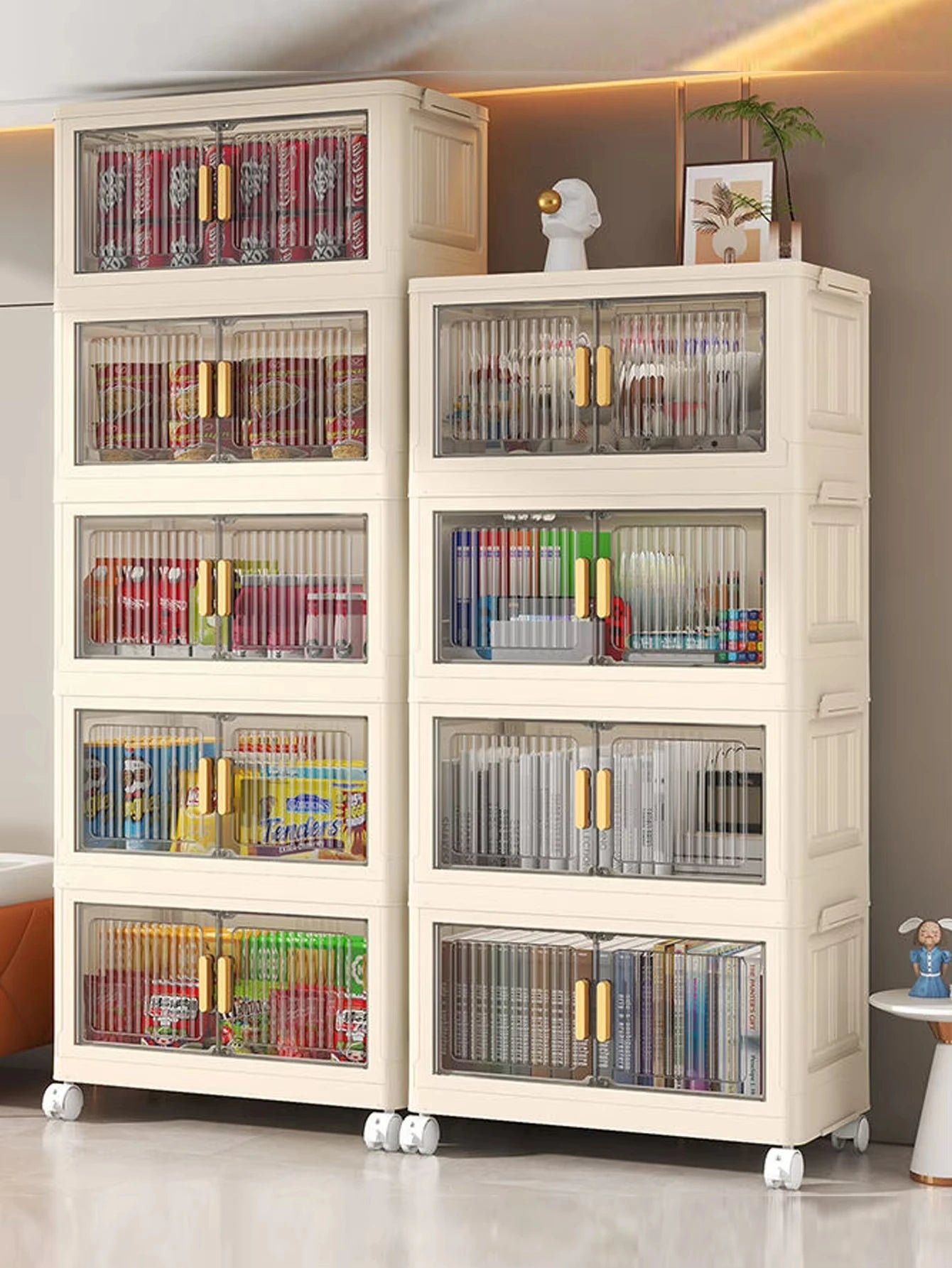 Stackable Plastic Storage Cabinet With Wheels For Easy Organization