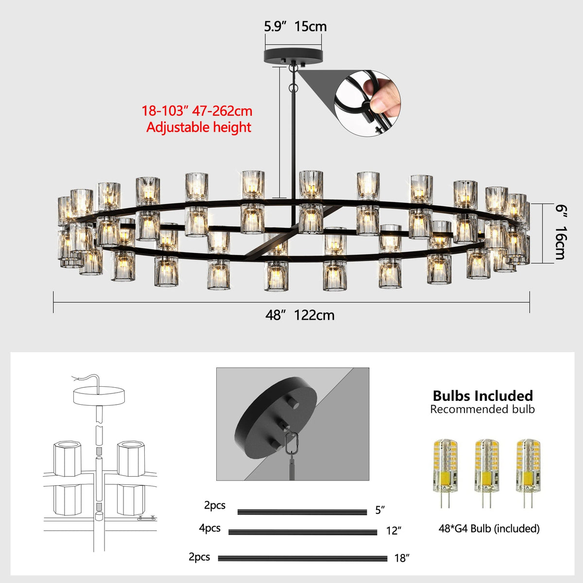 23.6" Luxury x Crystal Chandelier The Pet & Home Store