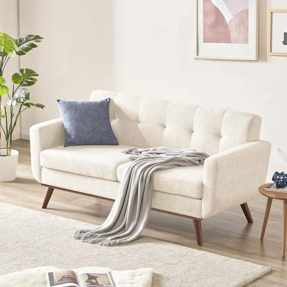 Loveseat Soa, -Century Love Seat Couches, Boucle Small Soa or Living Room, Bedroom, Oice, Button Tuted Upholstered urniture, Bei The Pet & Home Store