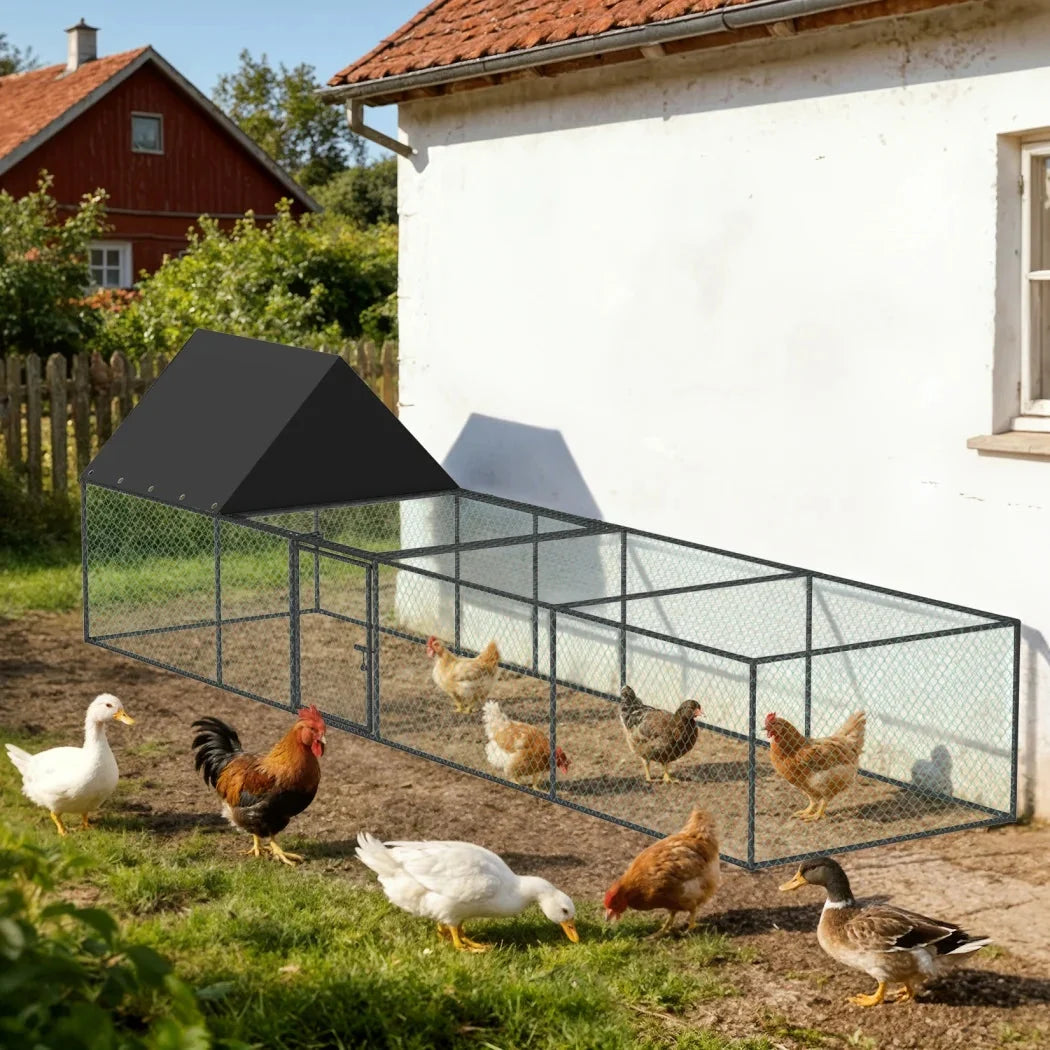 Large Chicken Coop Cage Outdoor Hen Poultry Cage Run Pen Fence Duck House with Nylon Netting Rabbit Hutch Run Nest Pet Cage The Pet & Home Store