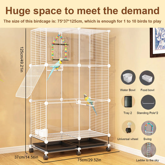 Large Bird Cage With Breeding Box And Removable Tray Aviary