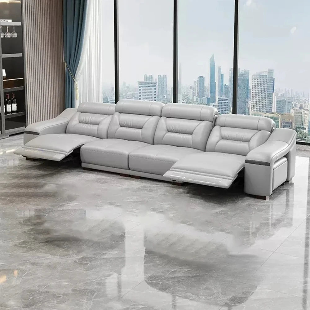 MINGDIBAO Genuine Leather Power Recliner Sofa Set With Stool