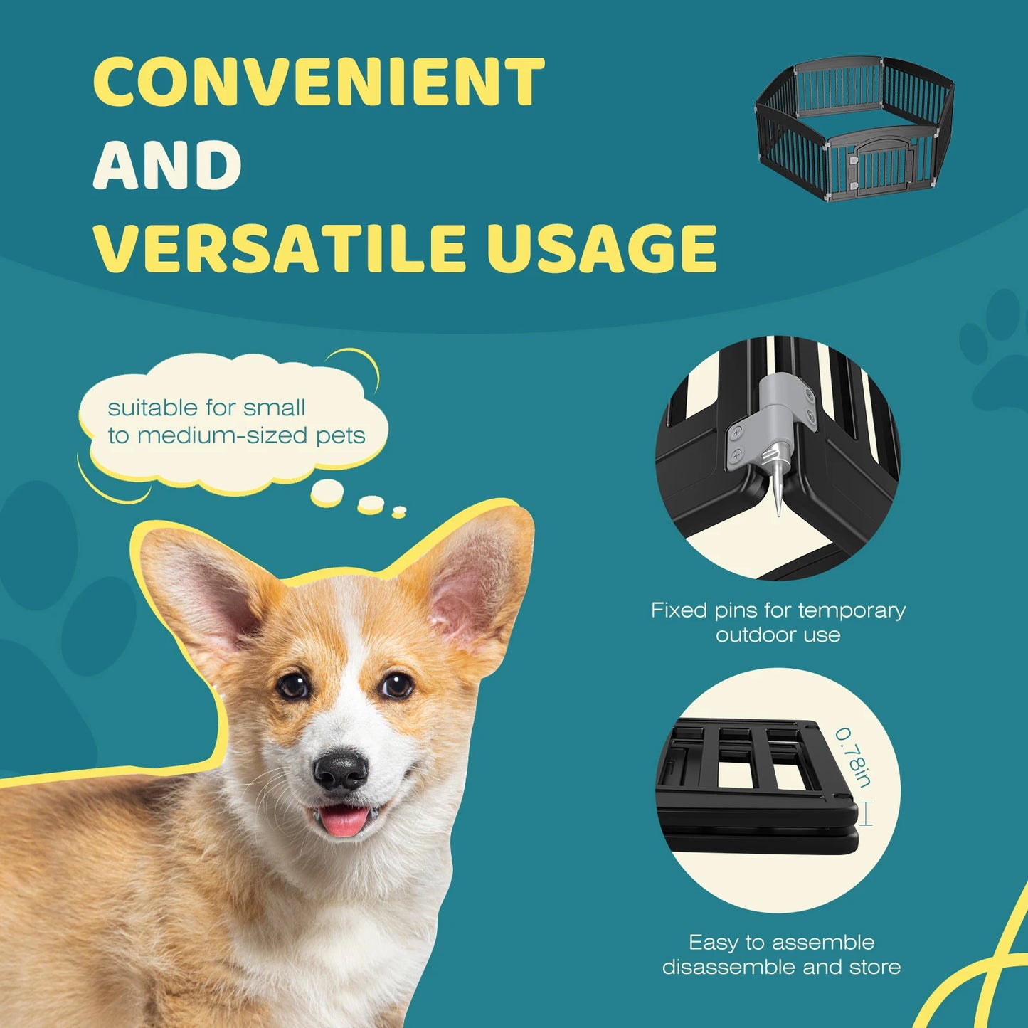 JHK Plastic Dog Playpen For Medium Dogs Portable Indoor Outdoor