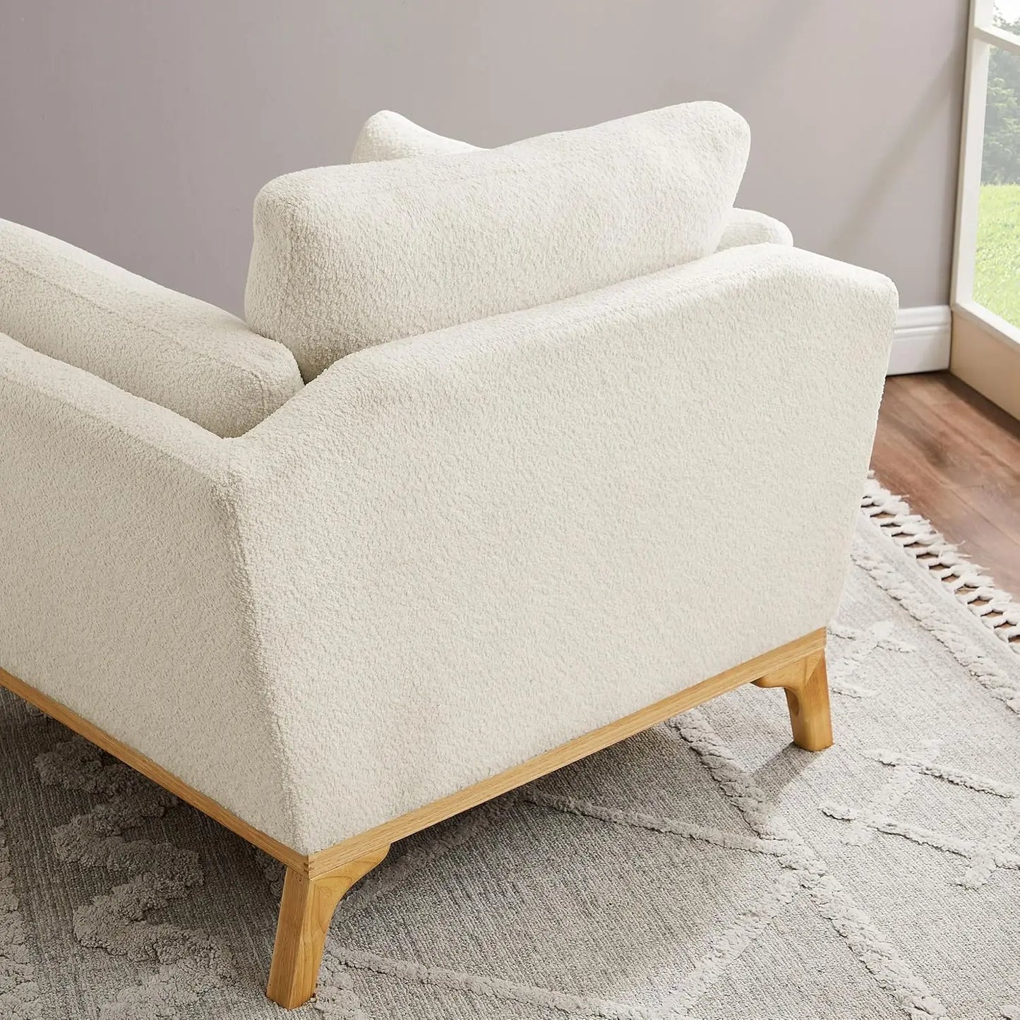 Boucle Upholstered Accent Chair For Living Room And Bedroom