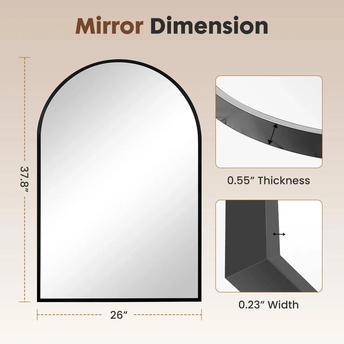 Arched Metal Framed Bathroom Mirrors for Wall  Hanging Mirror Glass Mirror Modern Wall Decor For Bedroom Entryway The Pet & Home Store