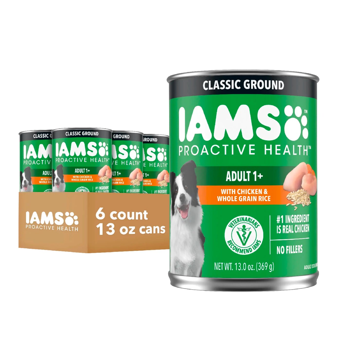 2 pack chicken and whole grain rice wet dog food in 13 oz cans pack of 6