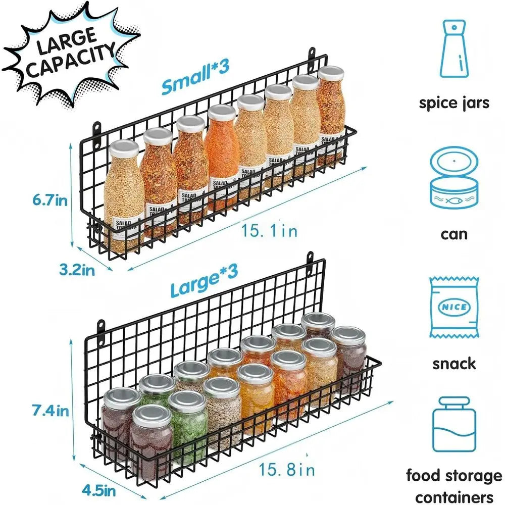 6-Tier Spice Rack Organizer with Door Hook, Wall Mounted & Over the Door Spice Racks or Kitchen Pantry Door Cabinet, Two Size, L The Pet & Home Store
