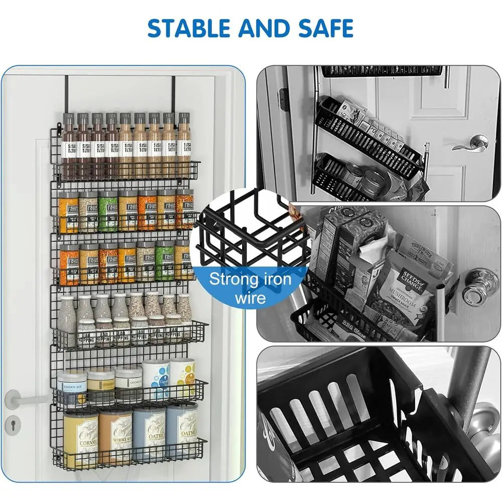 6-Tier Spice Rack Organizer with Door Hook, Wall Mounted & Over the Door Spice Racks or Kitchen Pantry Door Cabinet, Two Size, L The Pet & Home Store