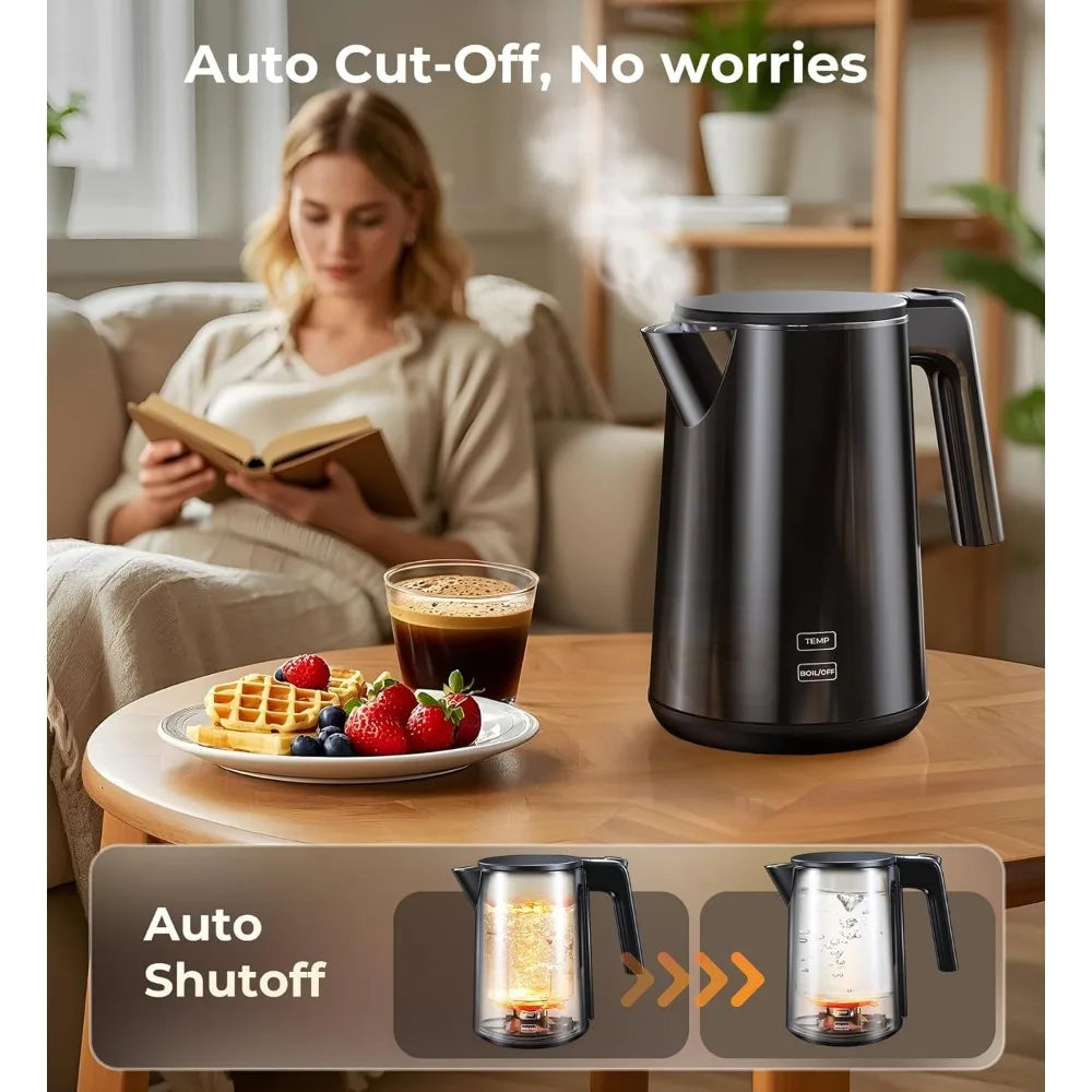 1L 1200W Stainless Steel Electric Kettle with 7 Temperature Settings 4 Hour Keep Warm Fast Boil Auto Shut Off Cool Touch Black The Pet & Home Store