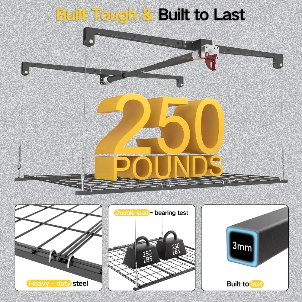 Adjustable Garage Ceiling Storage Rack 250lb Capacity