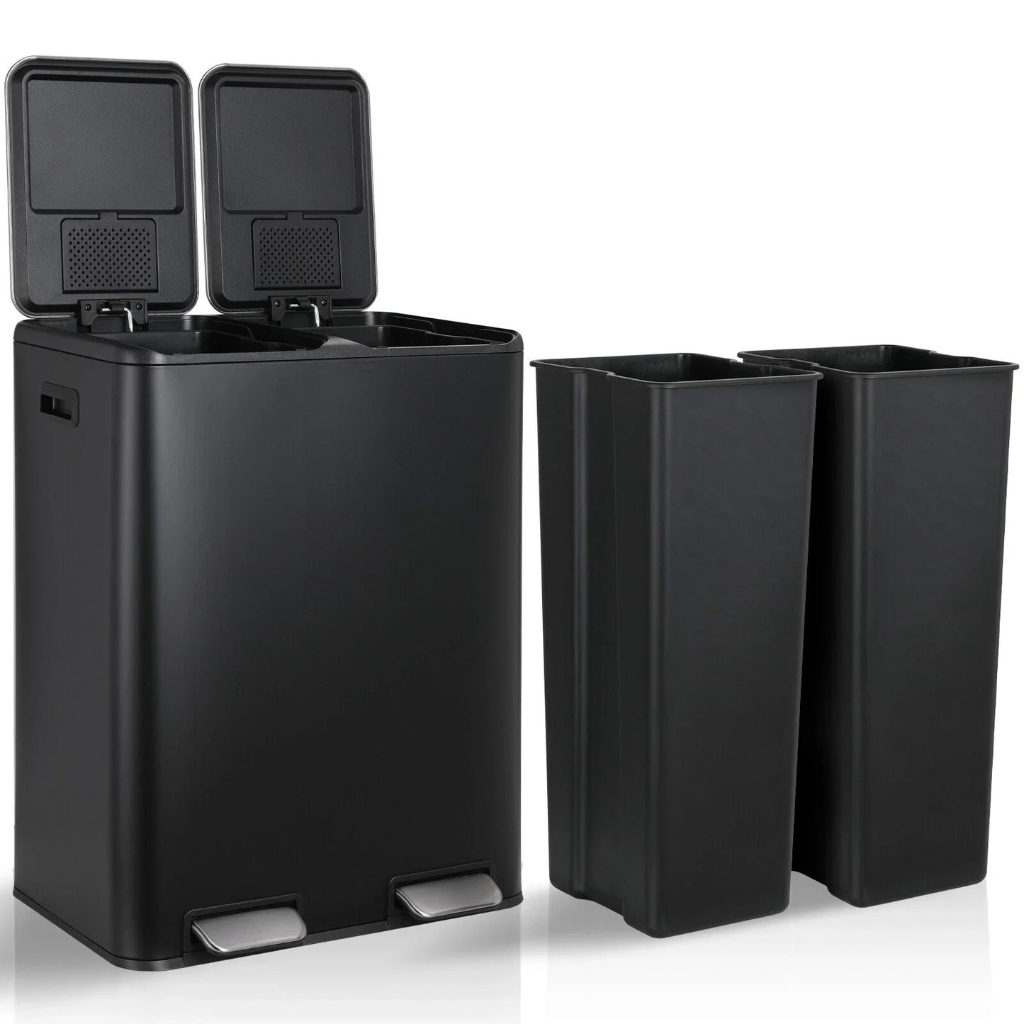 Unbranded Dual Kitchen Trash Can With Odor Control Compartments