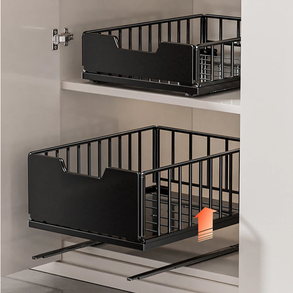 TWISTER.CK Pull Out Cabinet Organizer Carbon Steel Foldable Drawers