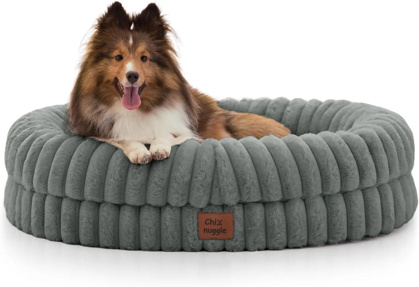 Faux Fur Orthopedic Dog Bolster Bed, Waterproof Washable Cover| rectangular dog sofa couch,egg crate foam,non-slip bottom,for small medium dogs,dark grey,30*24*7,puppy bed