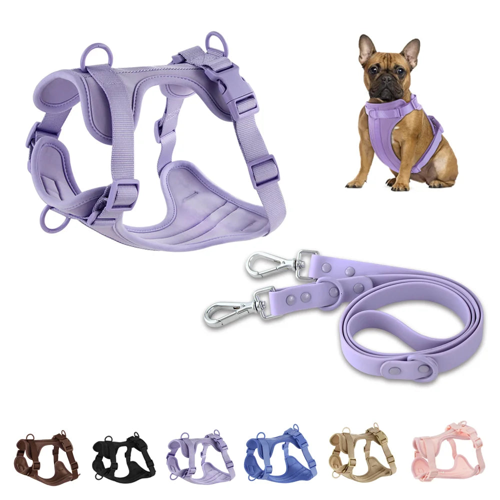 Dog Harness And Leash Set PVC Breathable Adjustable Chest Strap