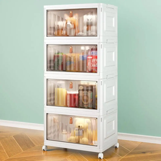 4 Tier Storage Bins With Lids Stackable Organizers With Wheels