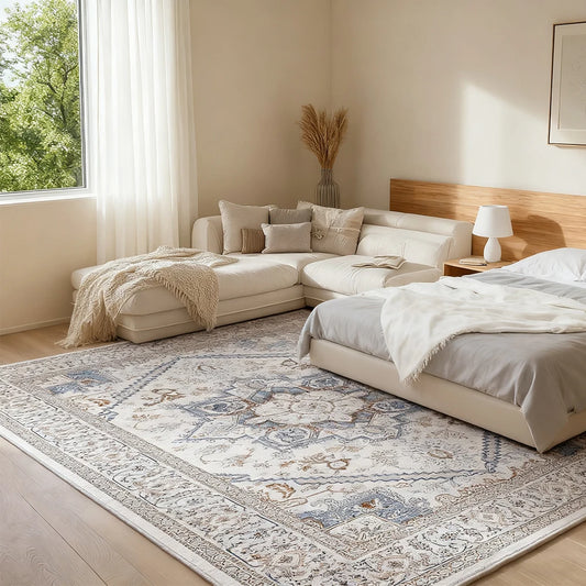 Machine Washable Floral Area Rug Stain Resistant With Non Slip