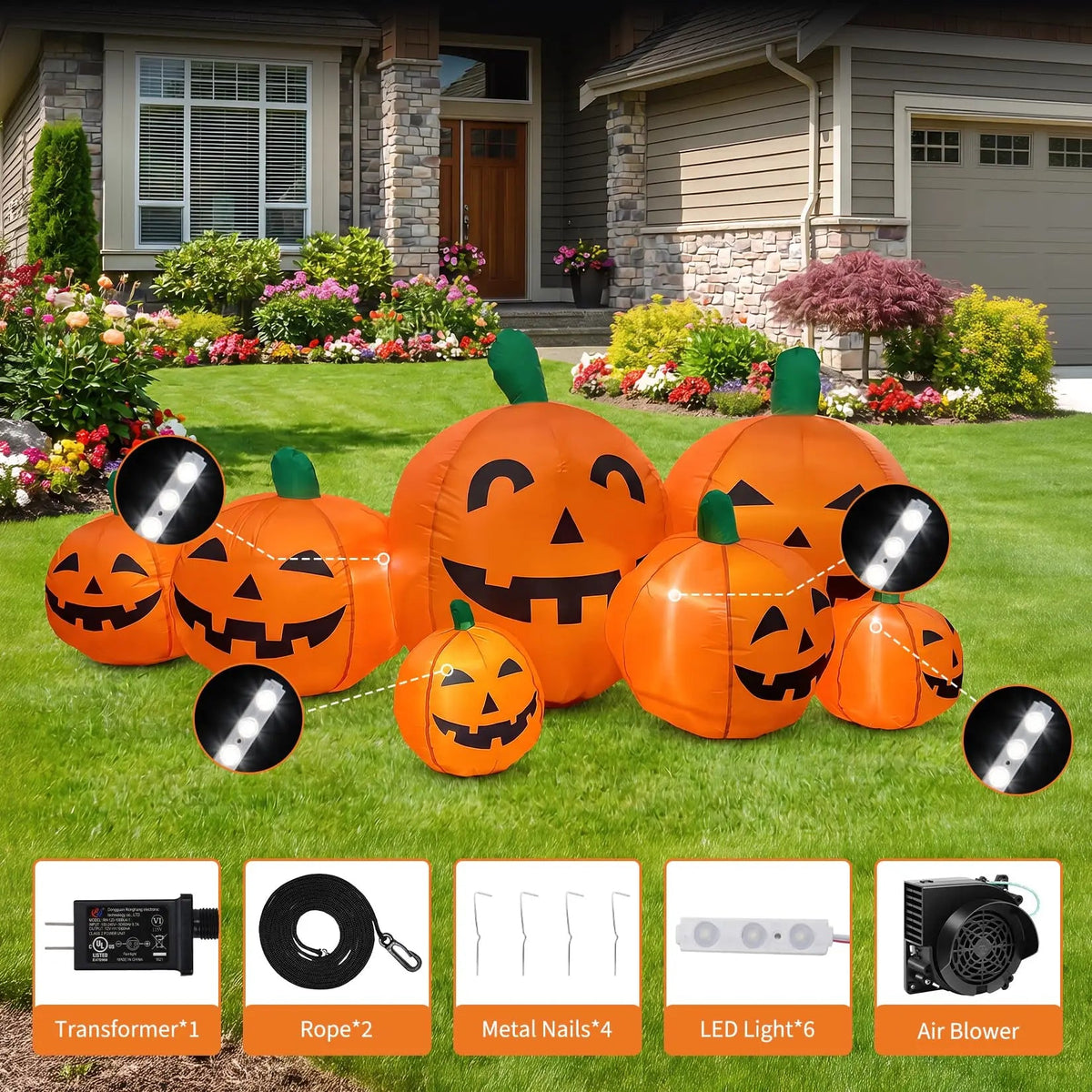 7.5FT Halloween Inflatable Pumpkin Patch The Pet & Home Store