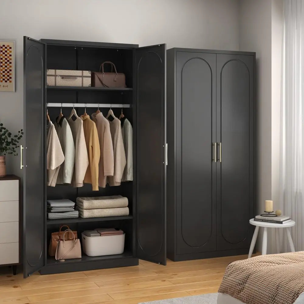 Metal Armoire Wardrobe Cabinet With Doors And Adjustable Shelves