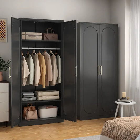 Metal Armoire Wardrobe Cabinet With Doors And Adjustable Shelves