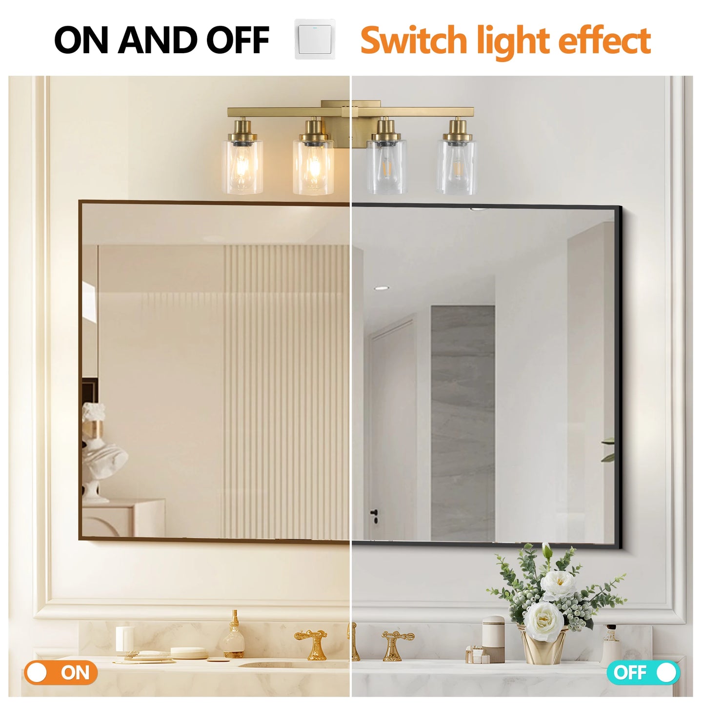 ARLGSITE Golden 4-Light Vanity Light With Clear Glass Shades