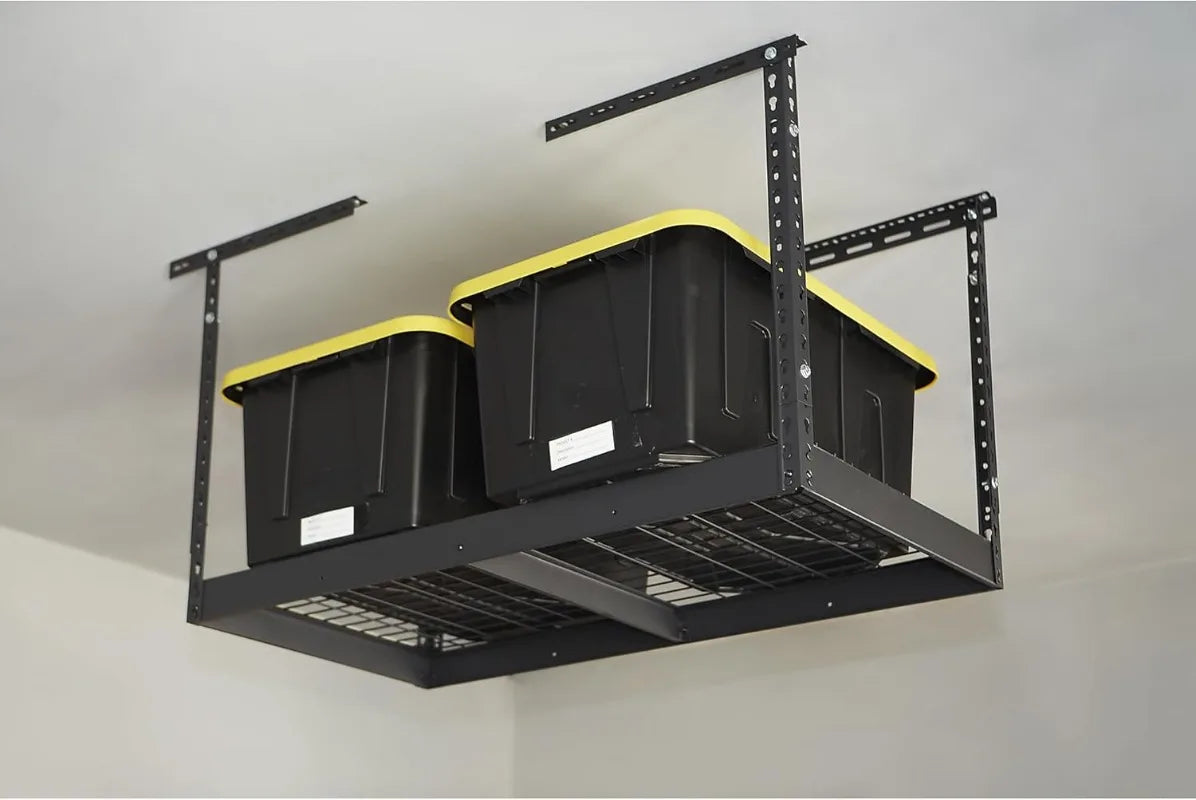 Klutch Garage Overhead Storage Rack with Adjustable Height, 48in.L x 24in.D, 23in.–37in.H