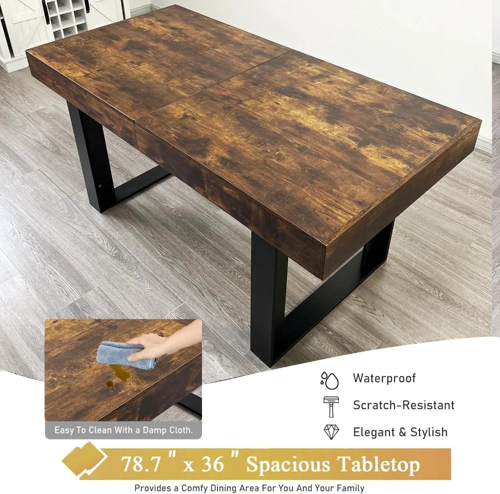 Extendable Dining Set For 6 With Rustic Farmhouse Chairs