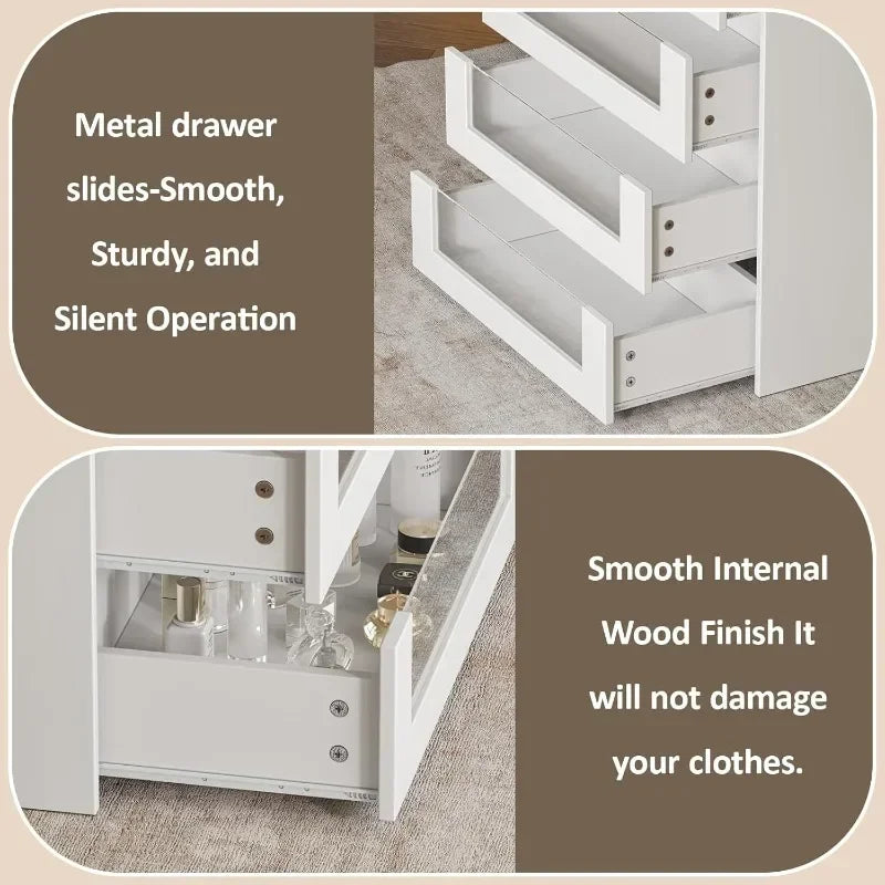 LIVAUVEAD Closet Island Drawers Glass Display Shelf
