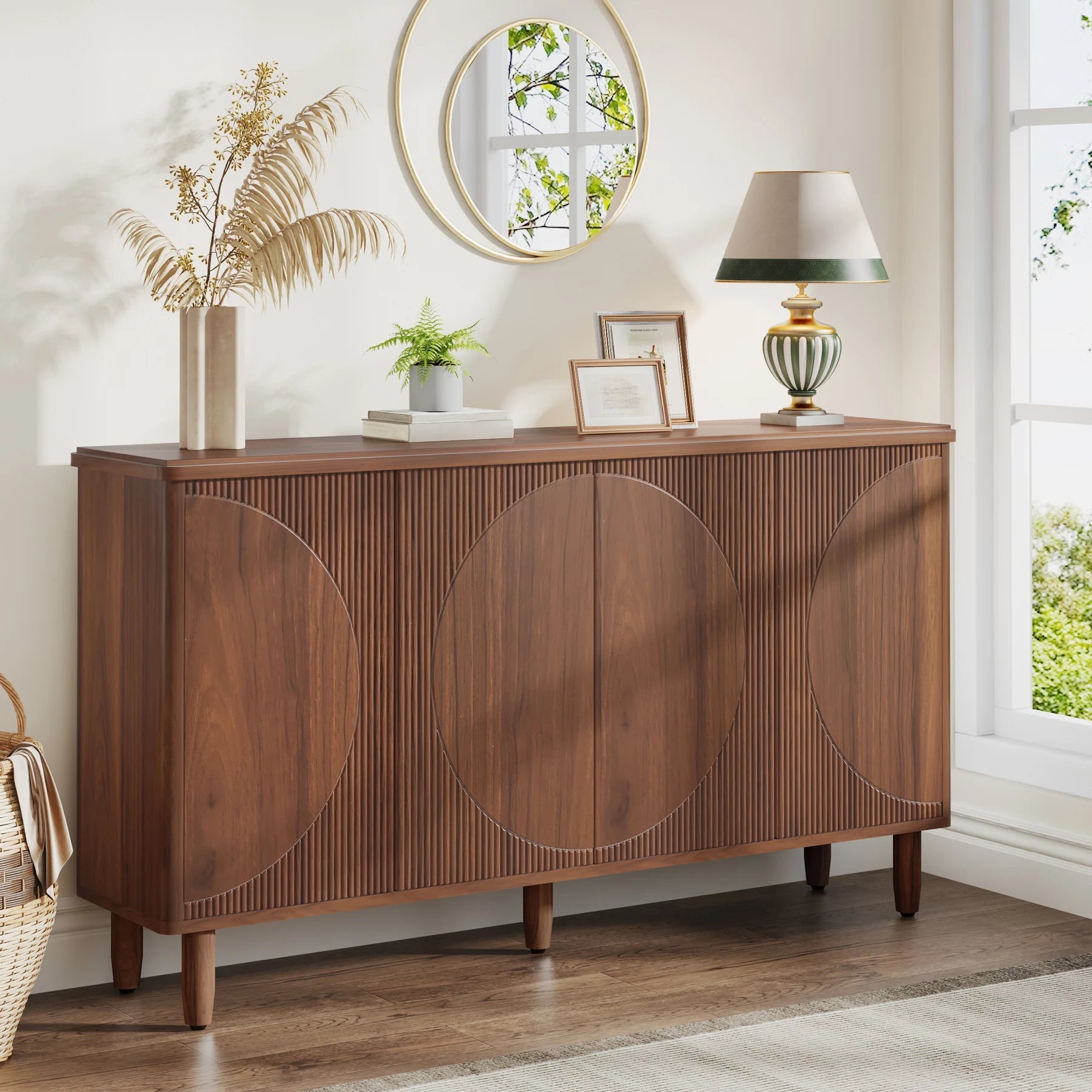 Tribesigns Buffet Cabinet Sideboard with Storage, Modern Storage Cabinet Sideboard Buffet Table with Doors for Living Room The Pet & Home Store