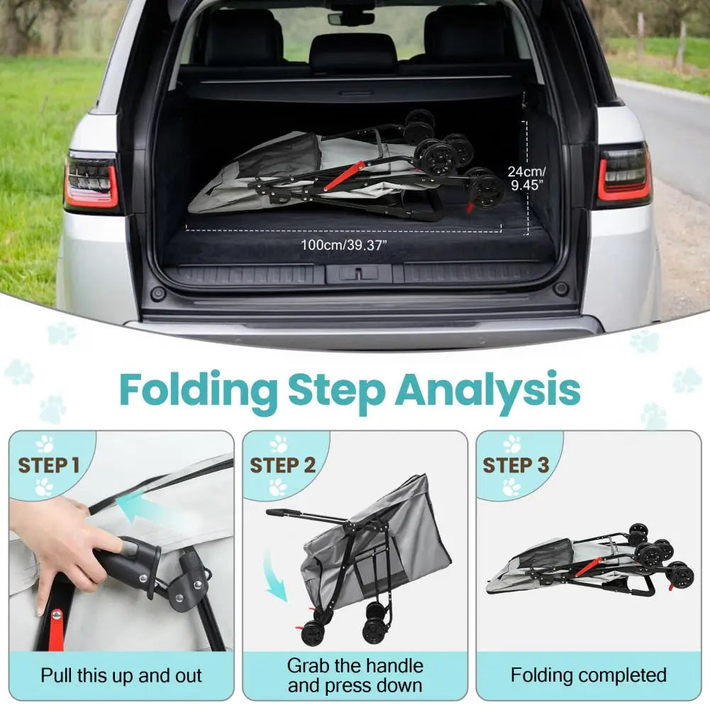 Dog Stroller With 360-degree Wheels The Pet & Home Store