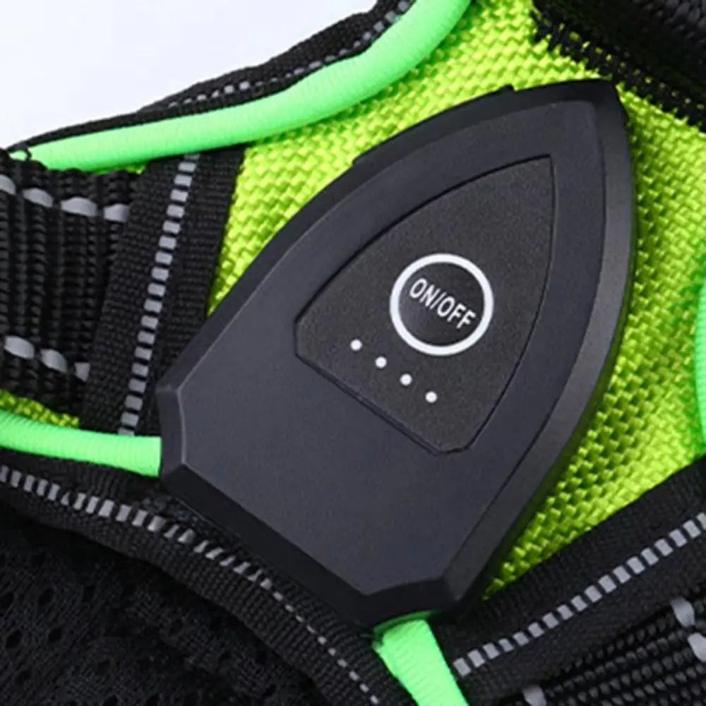 PERNEAKY Light Up LED Dog Harness For Night Walking