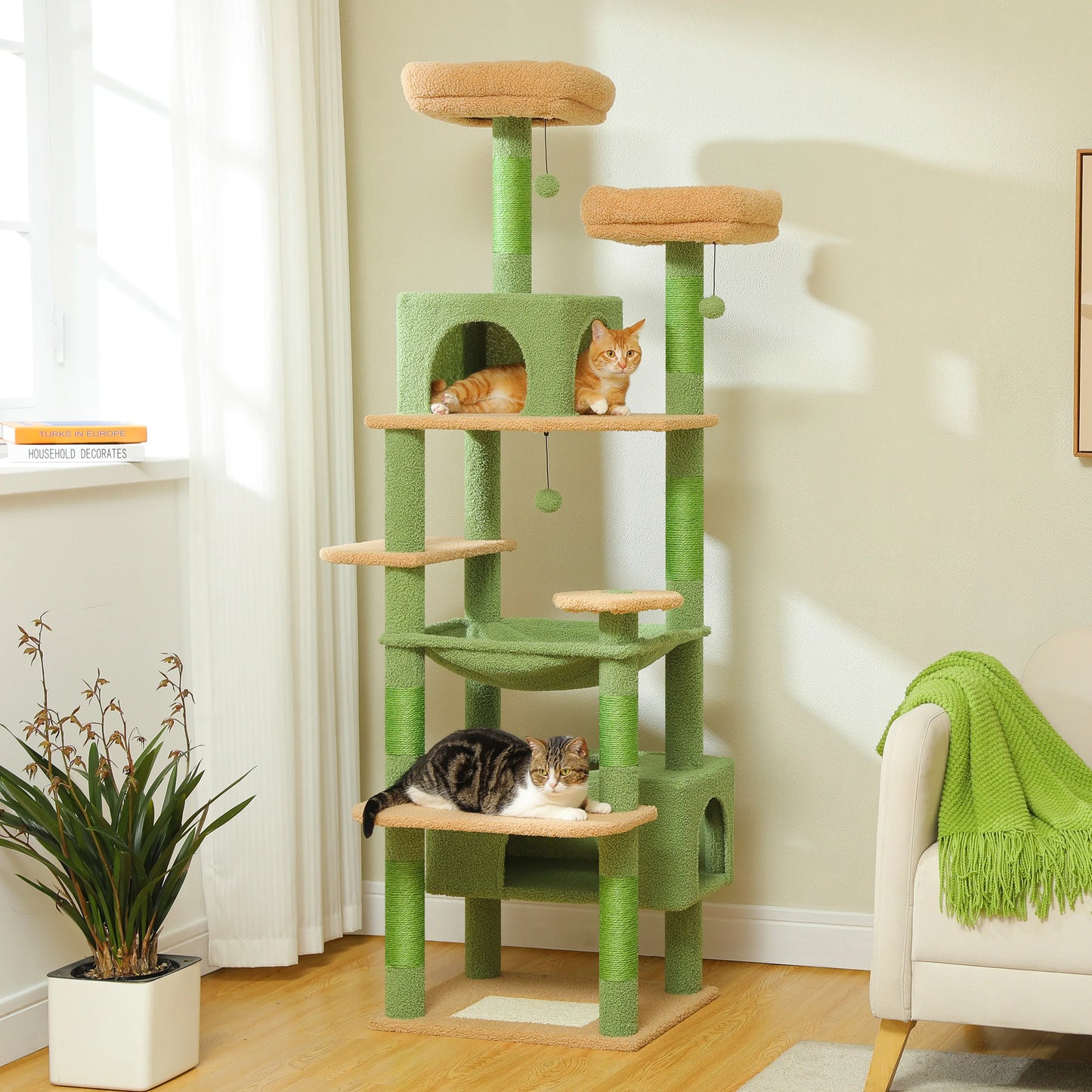 PEQULTI Multi Level Cat Tree Tower With Scratching Posts And Hammock