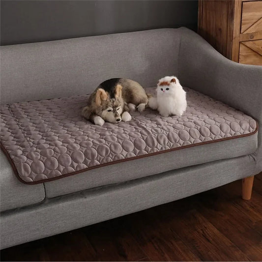 Breathable Pet Cooling Mat for Summer, Washable Ice Silk Dog Blanket, Self-Chilling Non-Toxic Pad for Sofa Car Bed, Fits Small M