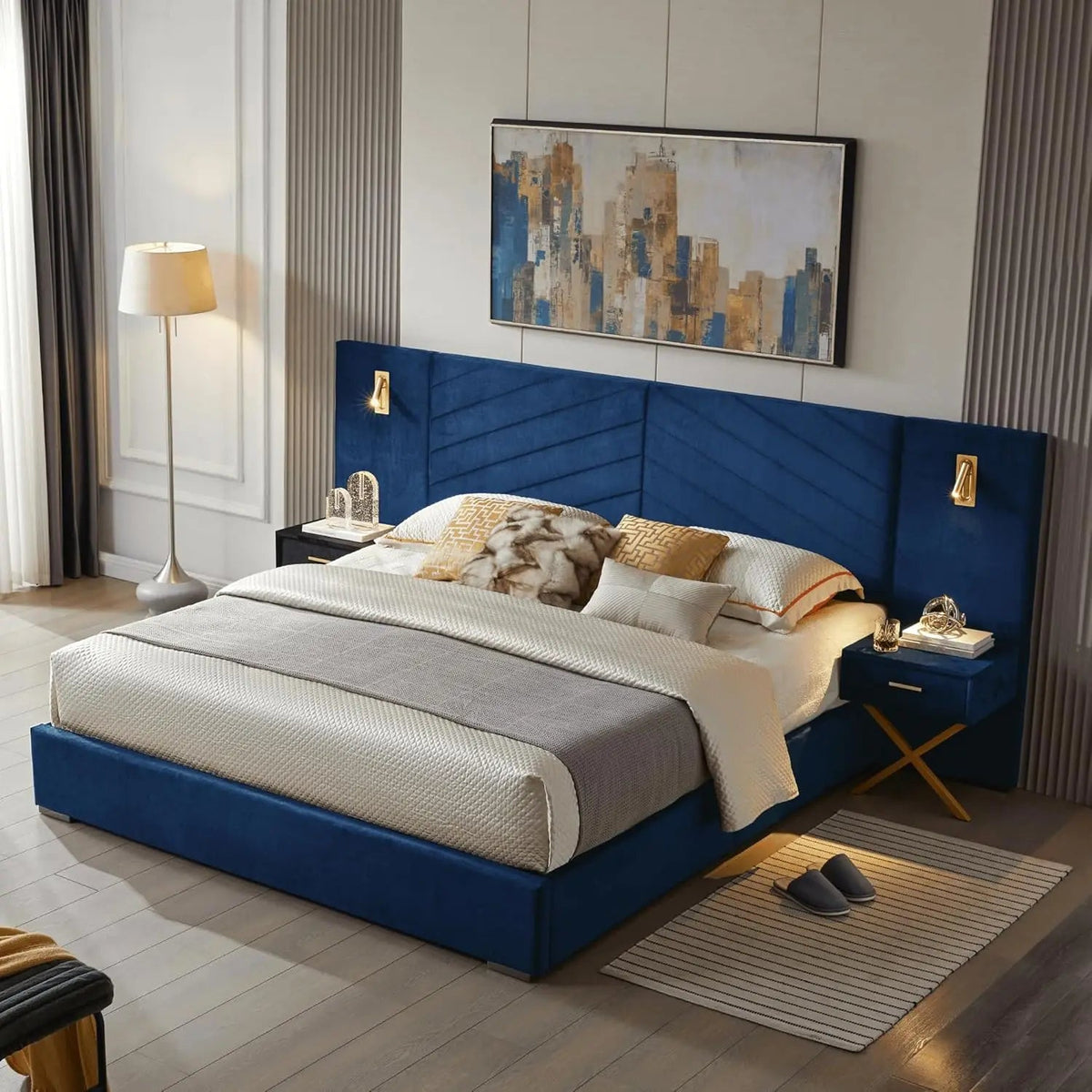King Platform Bed with Upholstered Headboard The Pet & Home Store