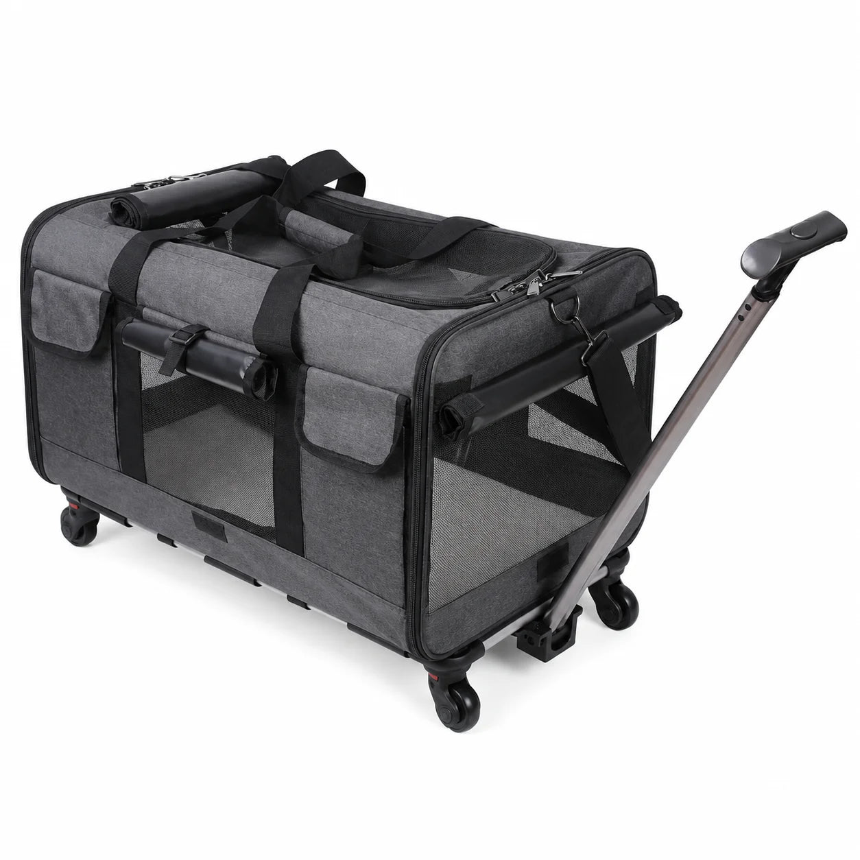 XMSJ Cat Dog Carrier With Wheels Travel Roller Bag