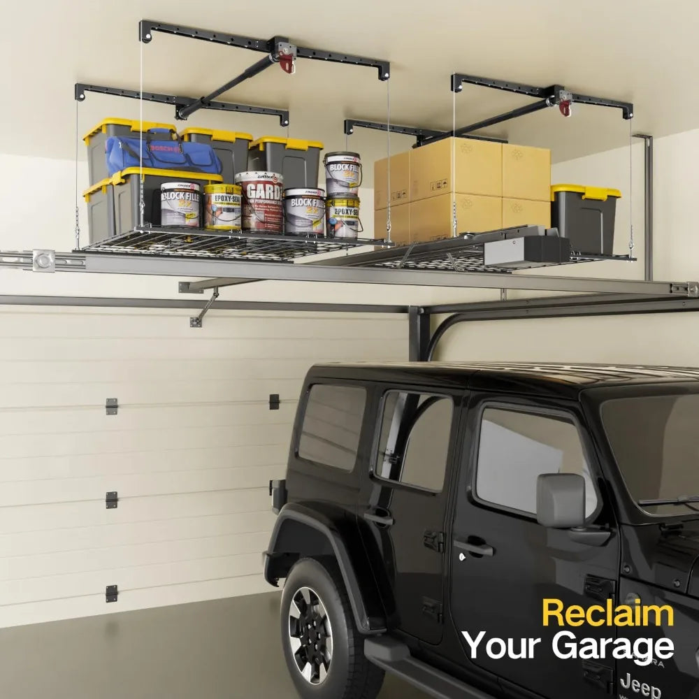 Adjustable Garage Ceiling Storage Rack 250lb Capacity
