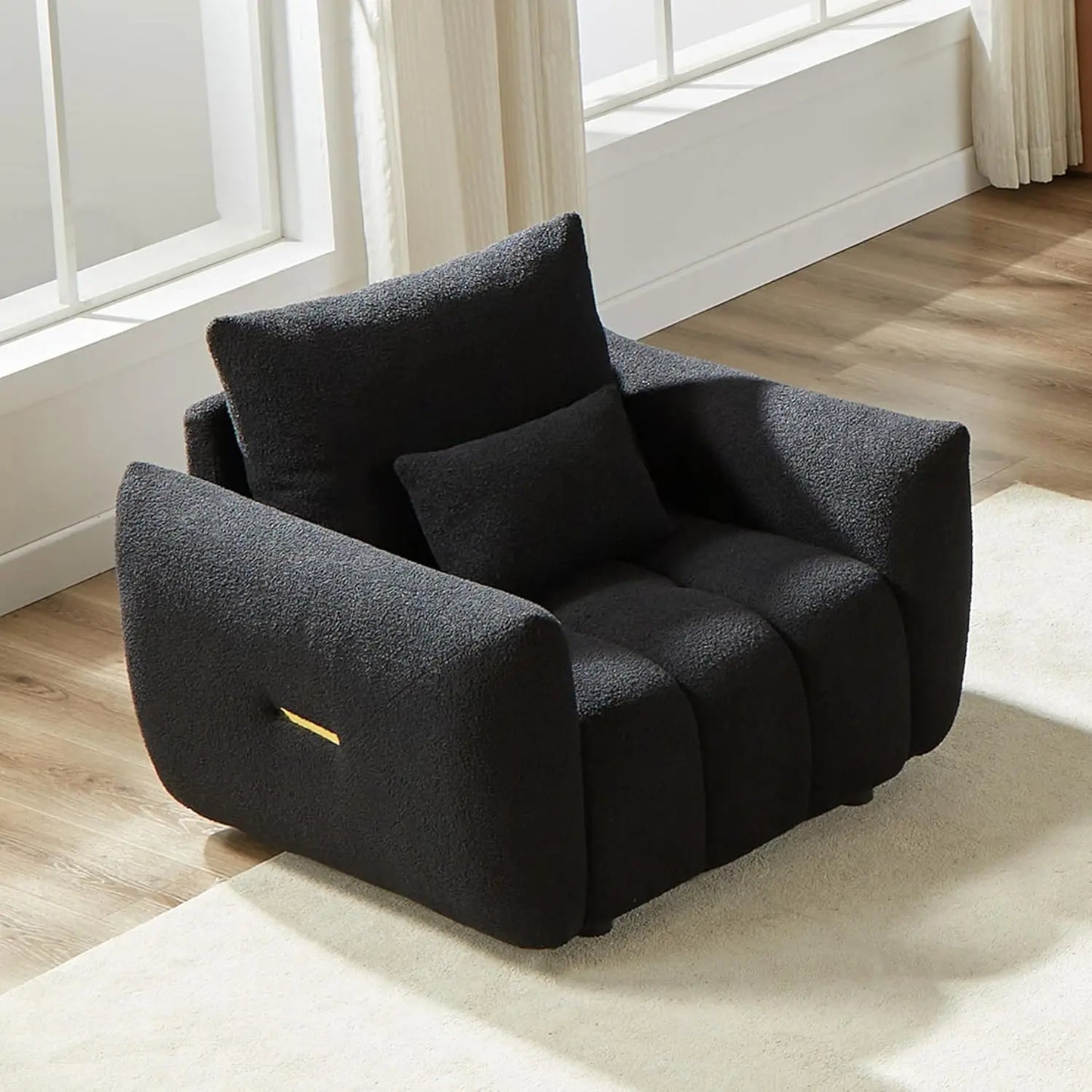 Boucle Cloud Sofa Couch, Modern Deep Seat Boucle Single Sofa Chair, Comfy Upholstered Sherpa Couch with Pillow,, Custom