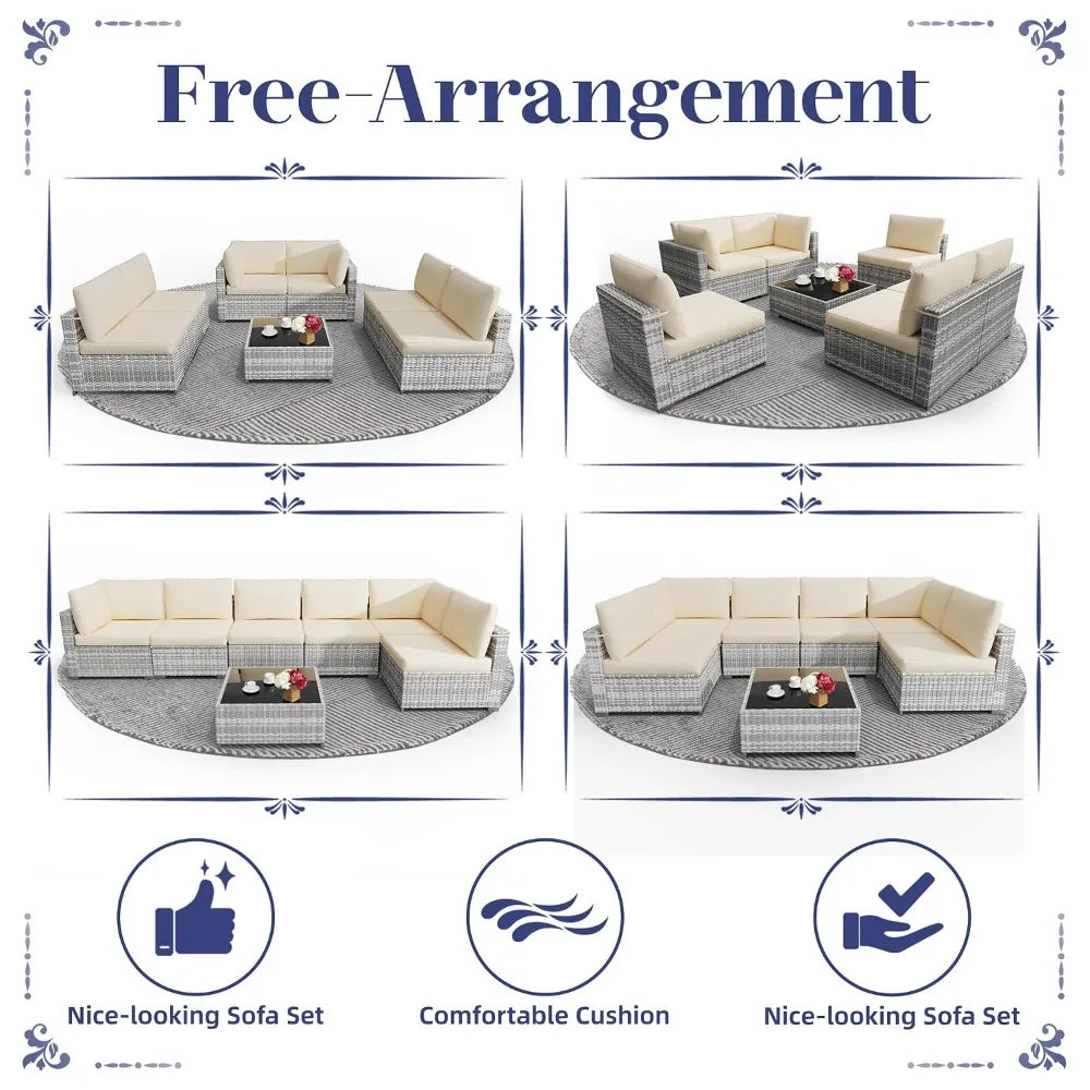 All Weather PE Rattan Modular Sectional Patio Set For Outdoors