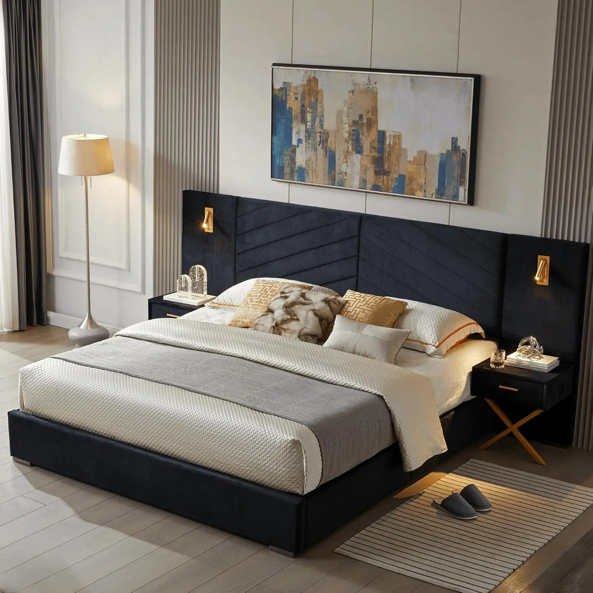 King Platform Bed with Upholstered Headboard The Pet & Home Store