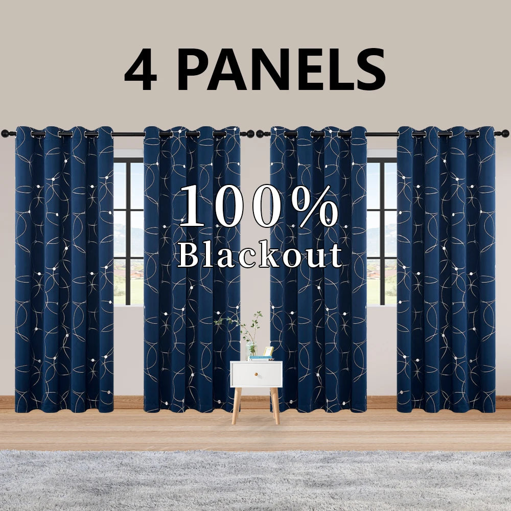 Blackout Curtains Grommet Thermal Insulated Room Darkening 4 Pack