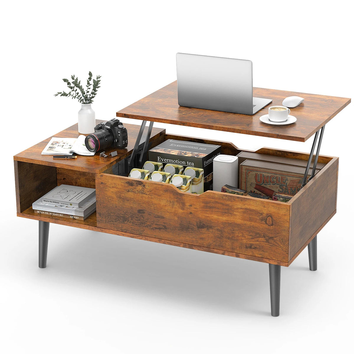 JHK Lift Top Coffee Table With Storage Shelf For Living Room The Pet & Home Store