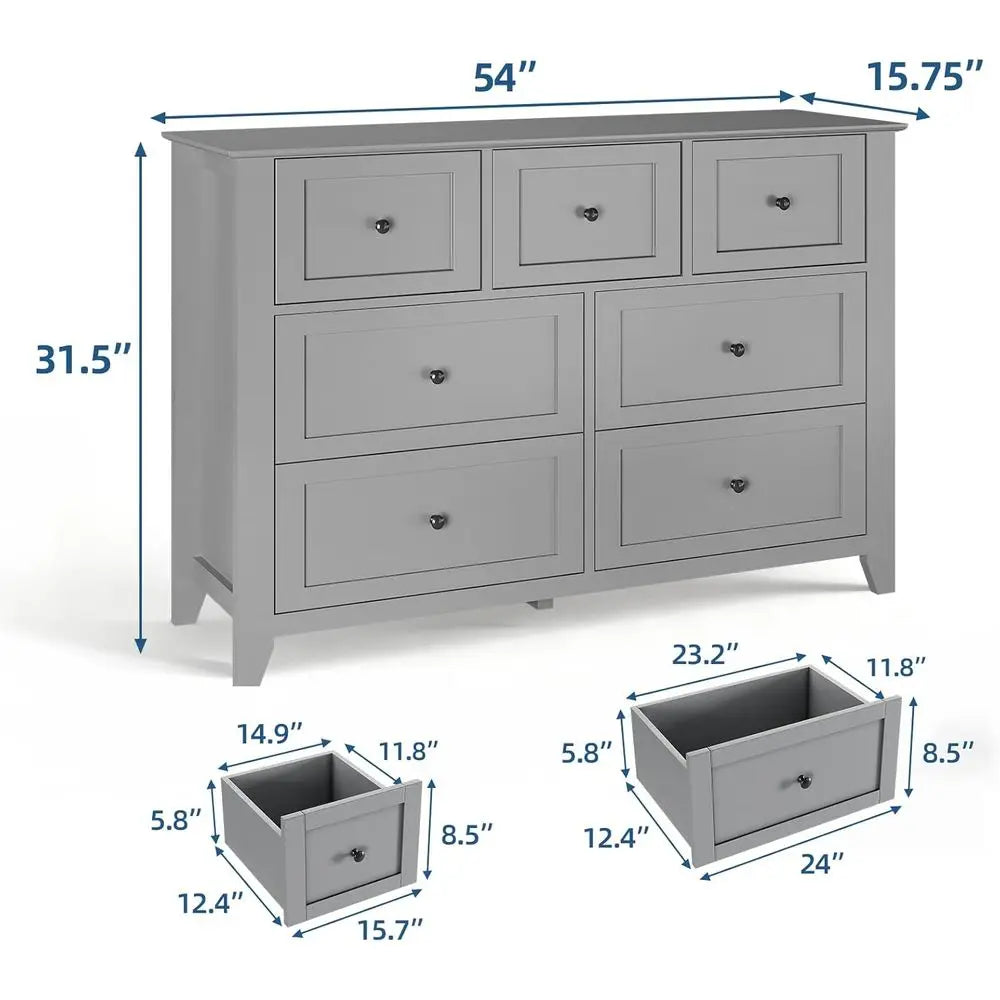 Ticify Elegant Wood Double Drawer Chest For Bedroom Storage