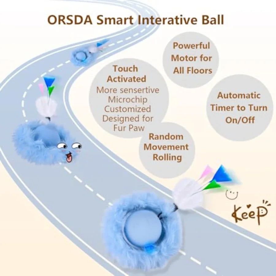 Interactive Cat Toy Ball Automatic Rolling Motion For Indoor Cats